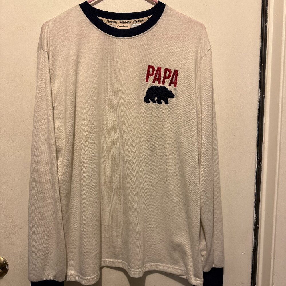 Papa Bear Buttery Soft! Dearfoams Men's L Ivory/Navy Night Shirt Soft (161)